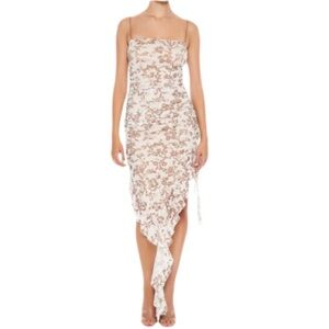 Ruffle Floral Print Midi Dress Size Large